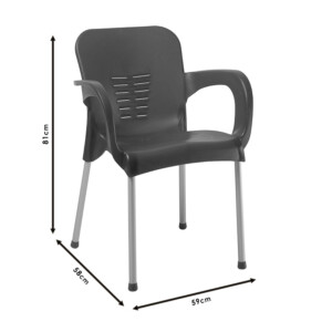 Πολυθρόνα Feast pakoworld PP cappucino-αλουμίνιο γκρι-253-000022