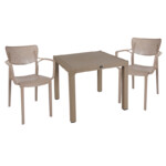 Τραπεζαρία Explore-Frontline pakoworld σετ 3τεμ PP cappuccino 90x90x73