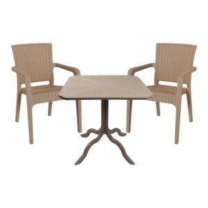 Τραπεζαρία Icoan-Halcyon pakoworld σετ 3τεμ PP σε cappuccino απόχρωση-253-000093