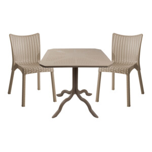 Τραπεζαρία Icon-Confident pakoworld σετ 3τεμ PP σε cappuccino απόχρωση-253-000099