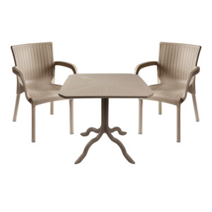 Τραπεζαρία Icon-Festive pakoworld σετ 3τεμ PP σε cappuccino απόχρωση-253-000100