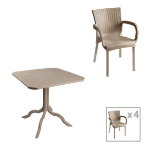 Τραπεζαρία Icon-Festive pakoworld σετ 5τεμ PP σε cappuccino απόχρωση-253-000101