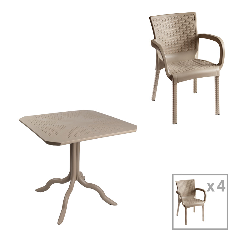 Τραπεζαρία Icon-Festive pakoworld σετ 5τεμ PP σε cappuccino απόχρωση-253-000101 Τραπεζαρία Icon-Festive pakoworld σετ 5τεμ PP σε cappuccino απόχρωση-253-000101