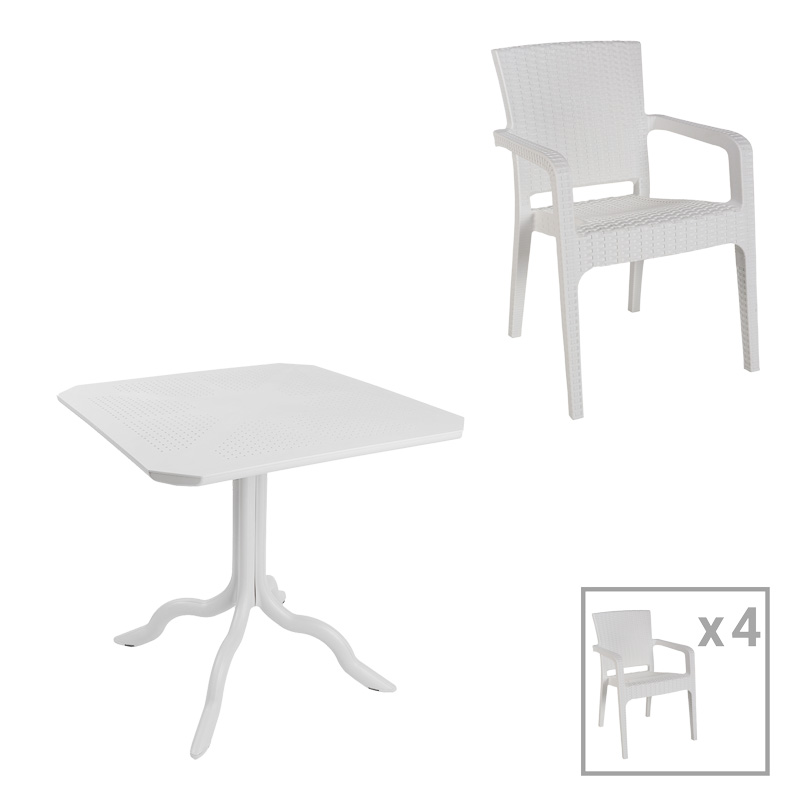 Τραπεζαρία Icon-Halcyon pakoworld σετ 5τεμ PP σε λευκή απόχρωση-253-000105 Τραπεζαρία Icon-Halcyon pakoworld σετ 5τεμ PP σε λευκή απόχρωση-253-000105