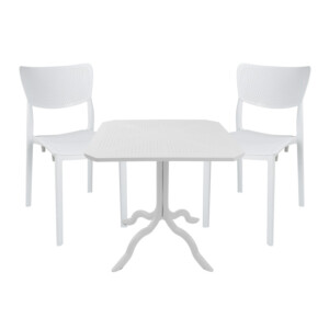 Τραπεζαρία Icon-Ignite pakoworld σετ 3τεμ PP σε λευκή απόχρωση-253-000106