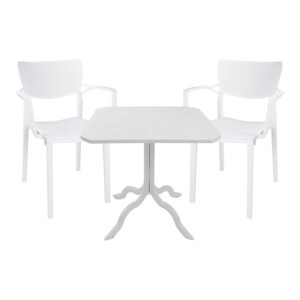 Τραπεζαρία Icon-Fontline pakoworld σετ 3τεμ PP σε λευκή απόχρωση-253-000108