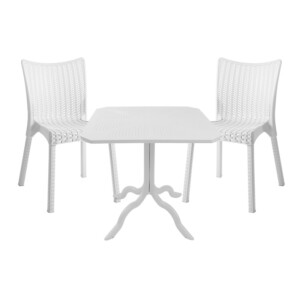 Τραπεζαρία Icon-Confident pakoworld σετ 3τεμ PP σε λευκή απόχρωση-253-000110