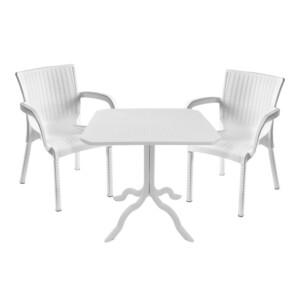 Τραπεζαρία Icon-Festive pakoworld σετ 3τεμ PP σε λευκή απόχρωση-253-000112