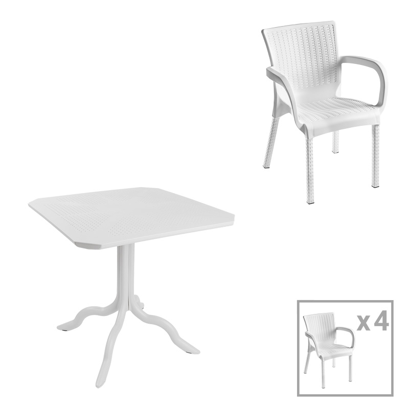 Τραπεζαρία Icon-Festive pakoworld σετ 5τεμ PP σε λευκή απόχρωση-253-000113 Τραπεζαρία Icon-Festive pakoworld σετ 5τεμ PP σε λευκή απόχρωση-253-000113