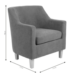 Πολυθρόνα Joyful pakoworld ύφασμα ανθρακί-φυσικό 71x71x78εκ-255-000007