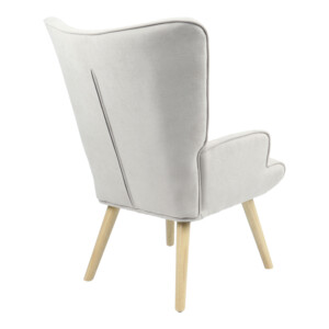 Πολυθρόνα Fluffy pakoworld ύφασμα ανοιχτό γκρι-φυσικό πόδι 75x69x96εκ-255-000020