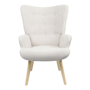 Πολυθρόνα Fluffy pakoworld ύφασμα ανοιχτό γκρι-φυσικό πόδι 75x69x96εκ-255-000020