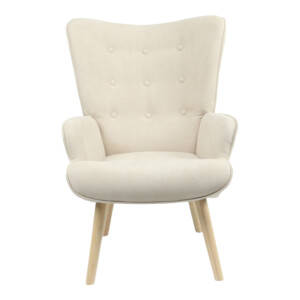 Πολυθρόνα Fluffy pakoworld ύφασμα μπεζ-φυσικό πόδι 75x69x96εκ-255-000022