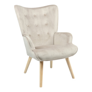 Πολυθρόνα Fluffy pakoworld βελούδο μπεζ-φυσικό πόδι 75x69x96εκ-255-000024