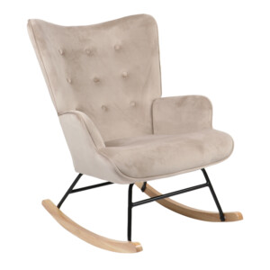 Κουνιστή πολυθρόνα Georgia pakoworld βελούδο μπεζ-φυσικό 75x71x95εκ-255-000028