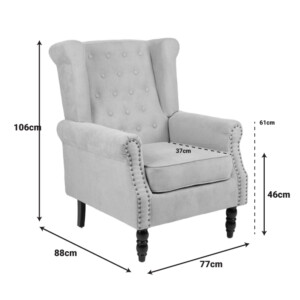 Πολυθρόνα Piore pakoworld ανθρακί ύφασμα και πόδι rubberwood σε μαύρη απόχρωση 77x80x106εκ-255-000070