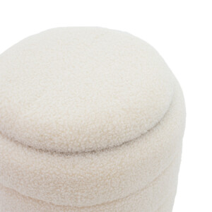 Σκαμπό-μπαούλο Dazzle pakoworld μπουκλέ cream-χρυσό Φ36x44εκ-257-000014