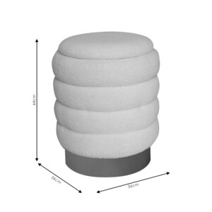 Σκαμπό-μπαούλο Dazzle pakoworld μπουκλέ cream-χρυσό Φ36x44εκ-257-000014