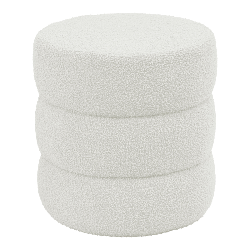 Σκαμπό-πουφ Kioto pakoworld μπουκλέ λευκό Φ40x40εκ-257-000020 Σκαμπό-πουφ Kioto pakoworld μπουκλέ λευκό Φ40x40εκ-257-000020