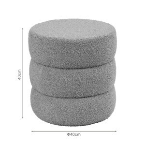 Σκαμπό-πουφ Kioto pakoworld μπουκλέ καφέ Φ40x40εκ-257-000021