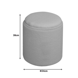 Σκαμπό-μπαούλο Batur pakoworld μπουκλέ ύφασμα σε λευκή απόχρωση Φ34x38εκ-257-000035