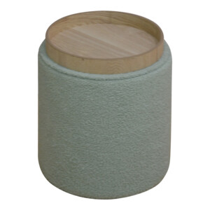 Σκαμπό-μπαούλο Batur pakoworld μπουκλέ ύφασμα σε χακί απόχρωση Φ34x38εκ-257-000036