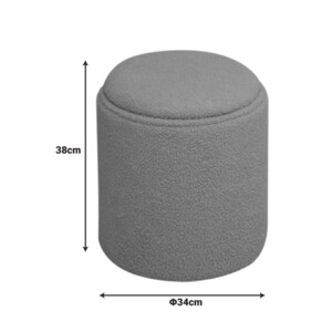 Σκαμπό-μπαούλο Batur pakoworld μπουκλέ ύφασμα σε χακί απόχρωση Φ34x38εκ-257-000036