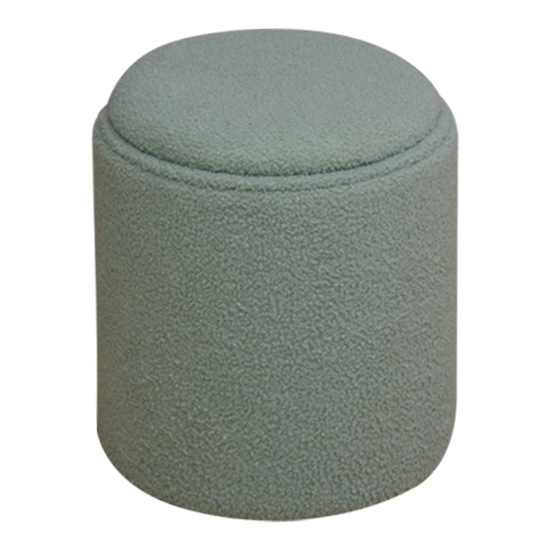 Σκαμπό-μπαούλο Batur pakoworld μπουκλέ ύφασμα σε χακί απόχρωση Φ34x38εκ-257-000036