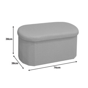 Σκαμπό-μπαούλο Otto pakoworld ύφασμα μπουκλέ σε κρεμ-ivory απόχρωση 76x38x38εκ-257-000039