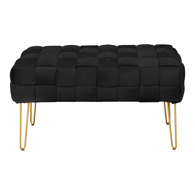 Σκαμπό Wenzo pakoworld βελούδο σε μαύρη απόχρωση 82x43x46εκ-257-000040