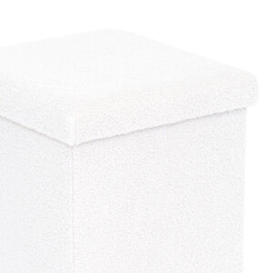 Σκαμπό-μπαούλο Crystal pakoworld μπουκλέ ύφασμα σε ivory απόχρωση 38x38x38εκ-257-000041