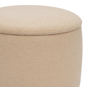 Σκαμπό-μπαούλο Roundy pakoworld μπουκλέ ύφασμα σε μπεζ απόχρωση Φ55x41.5εκ-257-000042