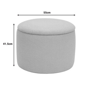 Σκαμπό-μπαούλο Roundy pakoworld μπουκλέ ύφασμα σε μπεζ απόχρωση Φ55x41.5εκ-257-000042