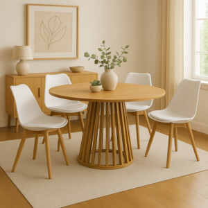 Τραπέζι Domonic pakoworld φυσικό Φ120x75εκ-260-000015