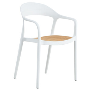 Πολυθρόνα Ember στοιβαζόμενη pakoworld με UV protection PP μπεζ- λευκό 52.5x56.5x81εκ.-262-000005