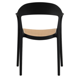 Πολυθρόνα Ember στοιβαζόμενη pakoworld με UV protection PP μπεζ-μαύρο 52.5x56.5x81εκ.-262-000006