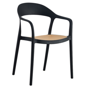 Πολυθρόνα Ember στοιβαζόμενη pakoworld με UV protection PP μπεζ-μαύρο 52.5x56.5x81εκ.-262-000006