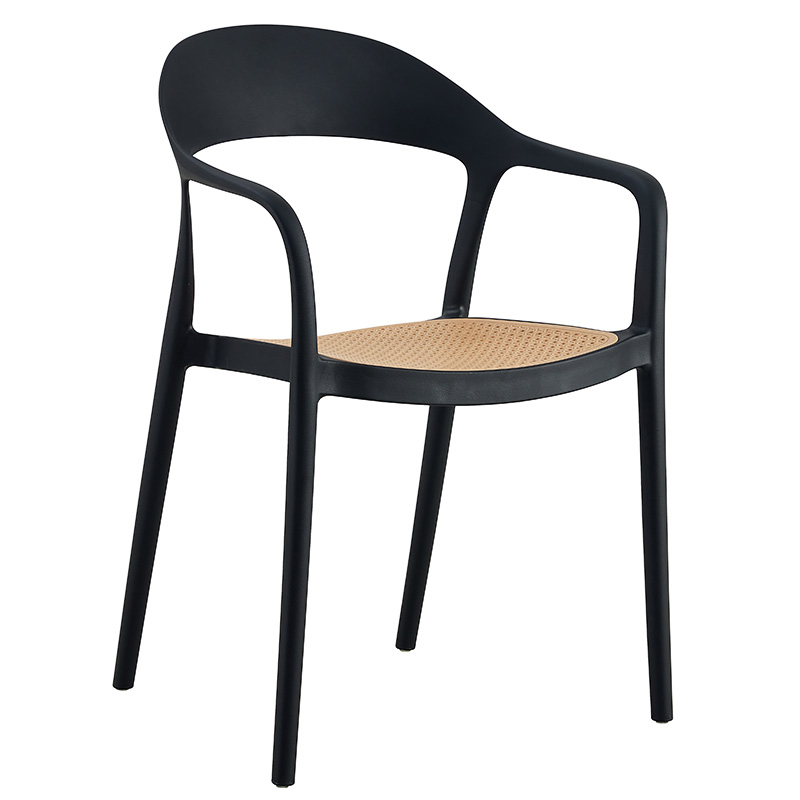 Πολυθρόνα Ember στοιβαζόμενη pakoworld με UV protection PP μπεζ-μαύρο 52.5x56.5x81εκ.-262-000006