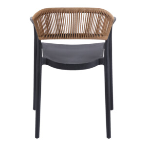 Πολυθρόνα Ankara pakoworld στοιβαζόμενη pp-pe rattan σε μαύρη-φυσική απόχρωση 54x55.5x77εκ-262-000051