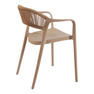 Πολυθρόνα Ankara pakoworld στοιβαζόμενη pp-pe rattan σε μόκα-φυσική απόχρωση 54x55.5x77εκ-262-000052