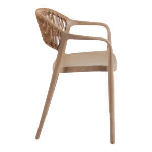 Πολυθρόνα Ankara pakoworld στοιβαζόμενη pp-pe rattan σε μόκα-φυσική απόχρωση 54x55.5x77εκ-262-000052