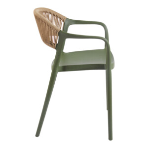 Πολυθρόνα Ankara pakoworld στοιβαζόμενη pp-pe rattan σε λαδί-φυσική απόχρωση 54x55.5x77εκ-262-000053