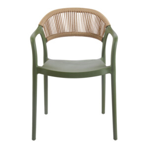 Πολυθρόνα Ankara pakoworld στοιβαζόμενη pp-pe rattan σε λαδί-φυσική απόχρωση 54x55.5x77εκ-262-000053