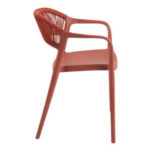 Πολυθρόνα Ankara pakoworld στοιβαζόμενη pp-pe rattan σε terracotta απόχρωση 54x55.5x77εκ-262-000054