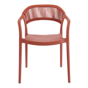 Πολυθρόνα Ankara pakoworld στοιβαζόμενη pp-pe rattan σε terracotta απόχρωση 54x55.5x77εκ-262-000054