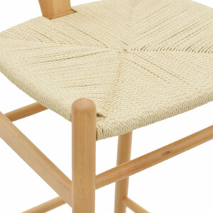 Σκαμπό μπαρ Wishbone pakoworld ξύλο οξιάς φυσικό-έδρα φυσικό σχοινί 53x54x107εκ-263-000003