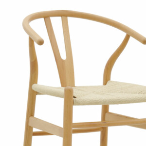 Σκαμπό μπαρ Wishbone pakoworld ξύλο οξιάς φυσικό-έδρα φυσικό σχοινί 53x54x107εκ-263-000003