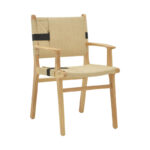 Πολυθρόνα Olivier pakoworld ξύλο οξιάς φυσικό μαύρο-έδρα φυσικό σχοινί 62x60x85εκ-263-000005