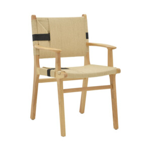 Πολυθρόνα Olivier pakoworld ξύλο οξιάς φυσικό μαύρο-έδρα φυσικό σχοινί 62x60x85εκ-263-000005