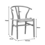 Καρέκλα Wishbone pakoworld λευκό ξύλο οξιάς-έδρα με σχοινί σε φυσική απόχρωση 53x55x76εκ-263-000026